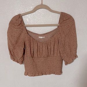 Puff Sleeve Crop Top Blouse Floral Medium